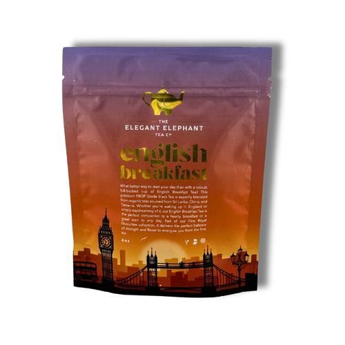 English Breakfast loose leaf tea pouch, front